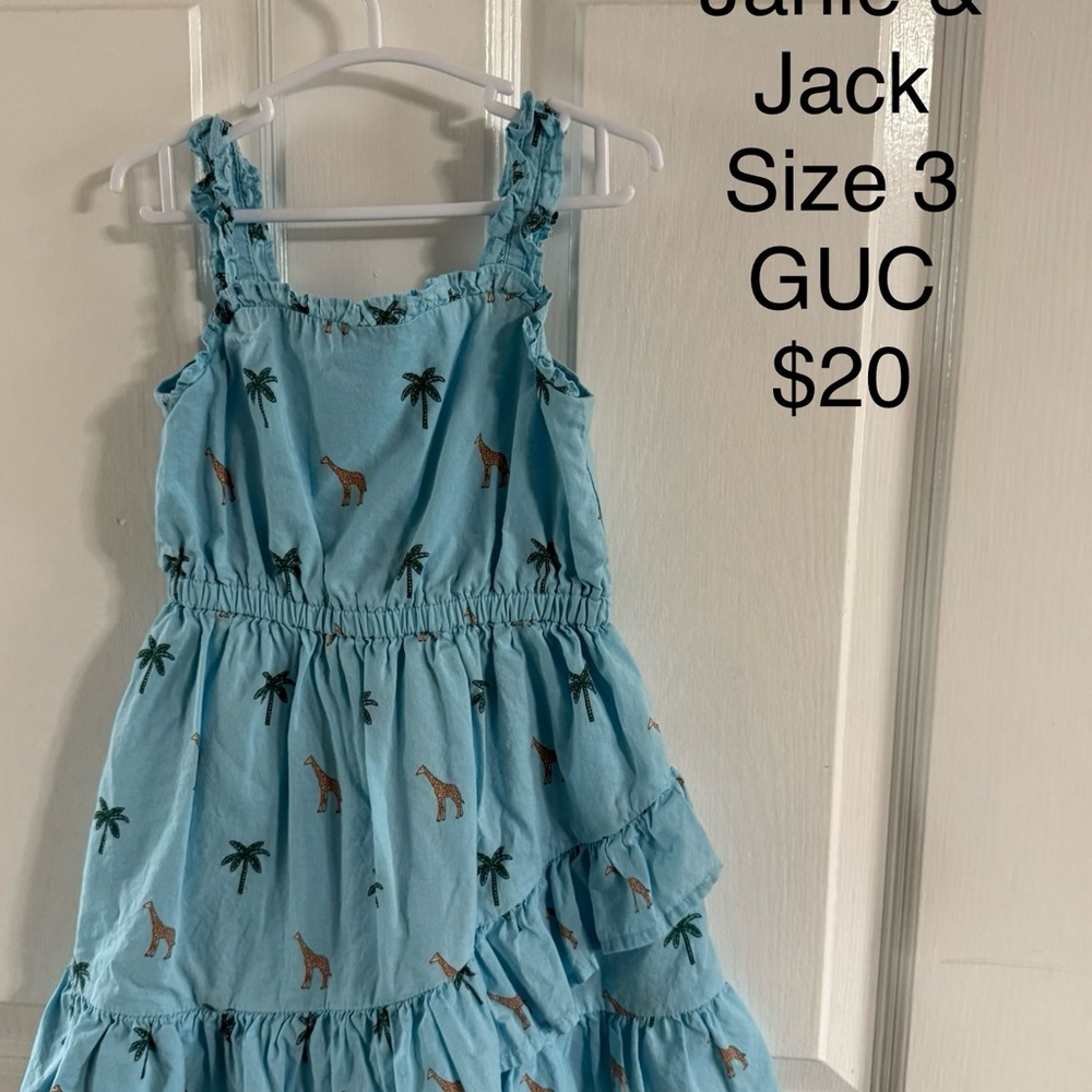 Blue Kids Dress with Giraffe Print